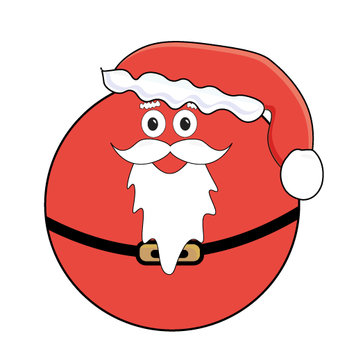 A red circle made to look like Santa