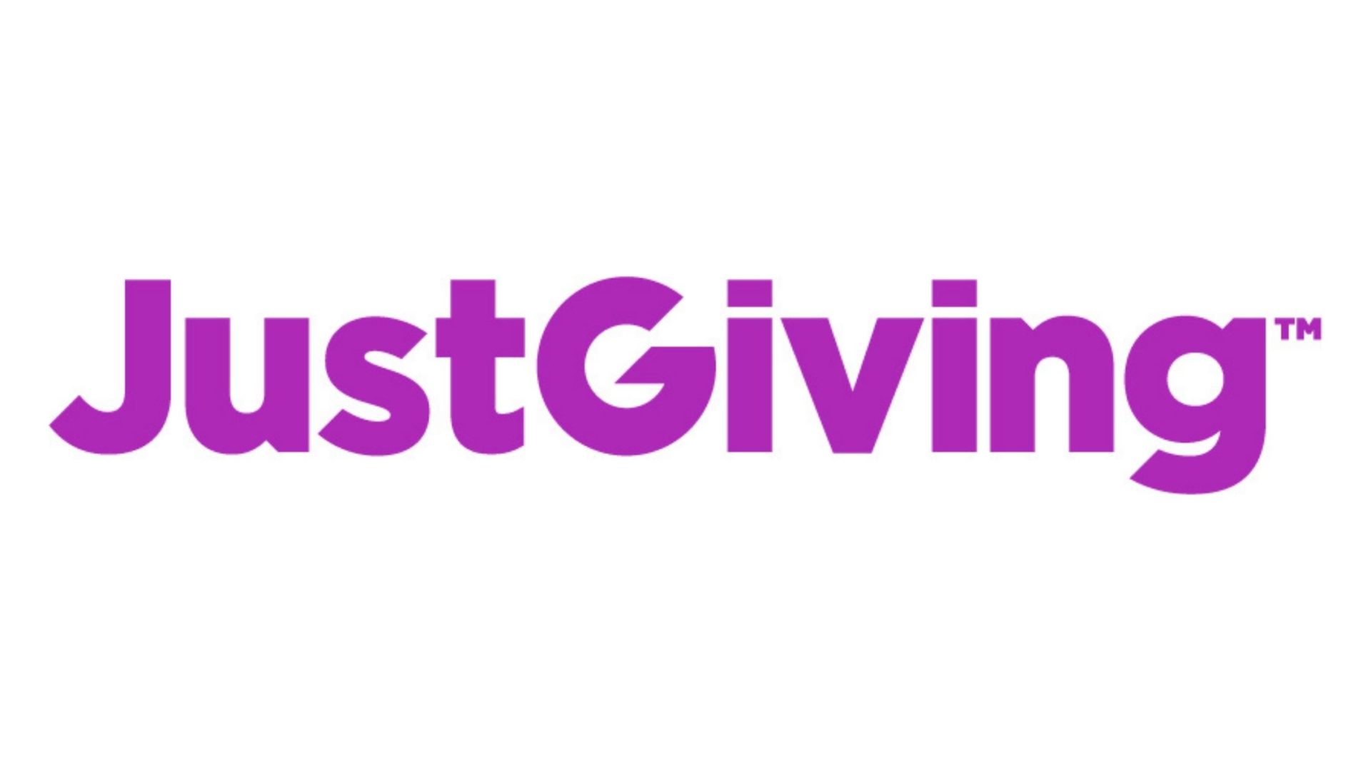Just Giving logo. Purple text that reads 'Just Giving TM'