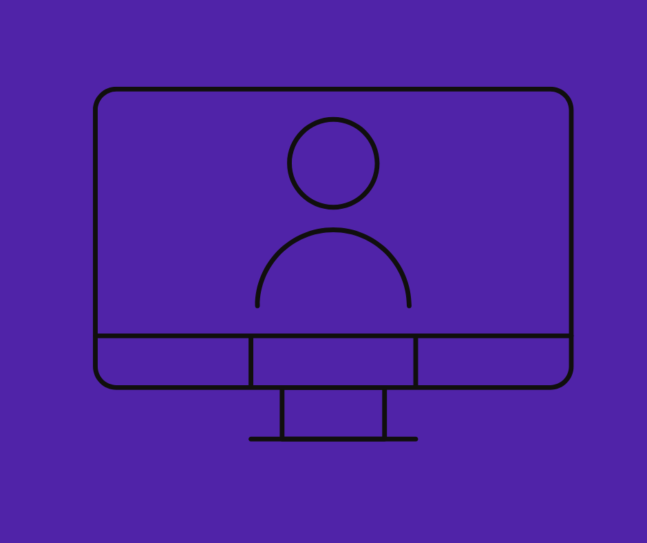 Black simple outline of a figure on a computer screen