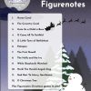 The contents page of the Festive Figurenotes pack. A snowy scene. Contents: 1. Huron Carol, 2. The Coventry Carol, 3. Unto Us a Child is Born, 4. O Come All Ye Faithful, 5. O Little Town of Bethlehem, 6. Patapan, 7. The First Nowell, 8. The Holly and the Ivy, 9. While Shepherds Watch, 10. Hark the Herald Angels Sing, 11. God Rest Ye Merry Gentlemen, 12. O Christmas Tree. Plus Figurenotes Christmas Games to Play!