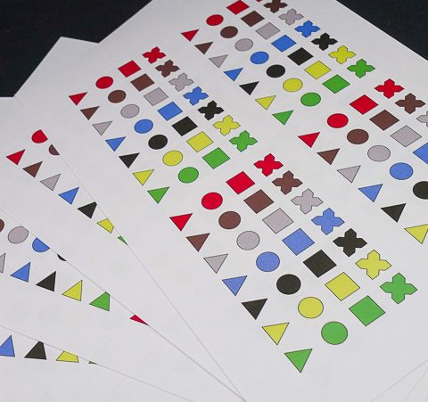 Figurenotes sticker sheets fanned out