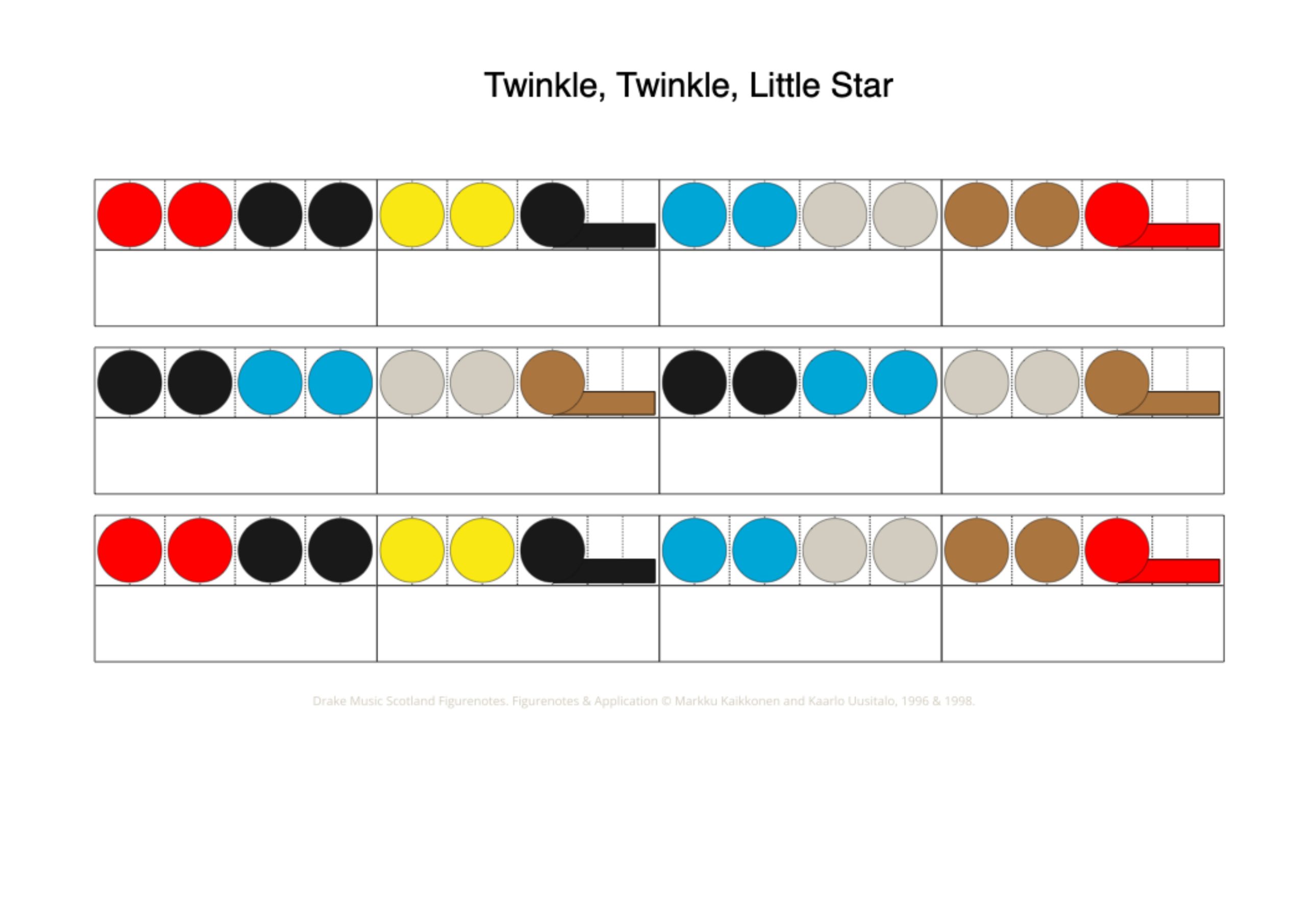 Figurenotes score of Twinkle